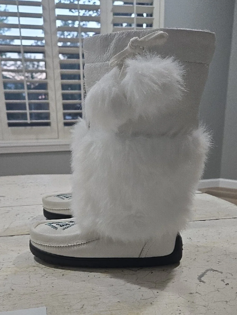 White Faux-Fur Women's Winter Boots